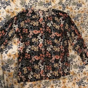 Loft Cardigan EUC floral 3/4 sleeve